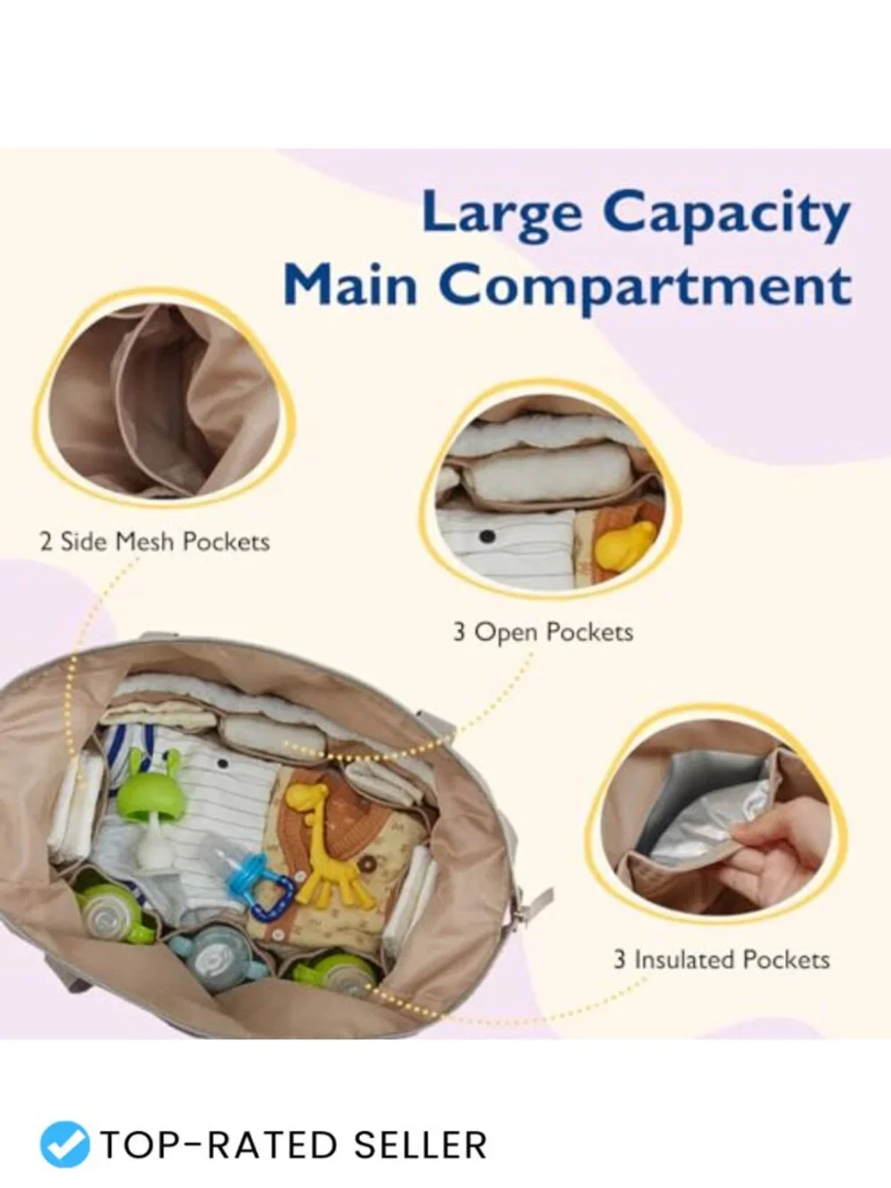 Large Capacity Diaper Bag Tote with Pacifier Case, Hospital Bag for Labor &